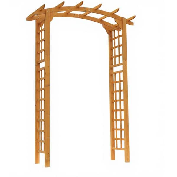 90 in. x 63 in. Wood Round Outdoor Garden Pergola Style Arbor Arch Trellis