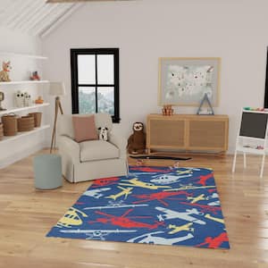 Imagination Navy Multicolor 7 ft. x 9 ft. Graphic Contemporary Area Rug