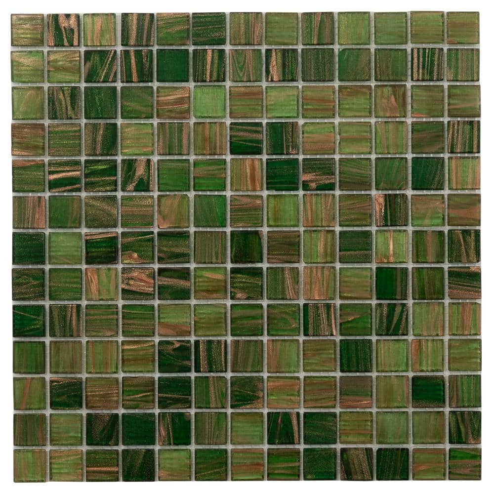 "Mingles 4"" x 6"" Glossy Moss Green Glass Mosaic Uniform square Wall and Floor Sample Tile (0.13 sq. ft./Piece) (1-Pack)" price history on PriceWatchPro