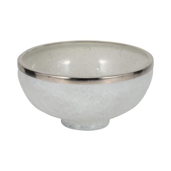 Liv & Skye White Glass 13 in. Decorative Bowl with Ring Deco