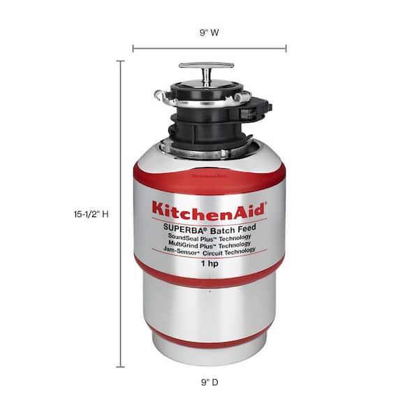KitchenAid 1-HP Batch Feed Noise Insulation Garbage Disposal KitchenAid 1-HP Batch Feed Noise Insulation Garbage Disposal