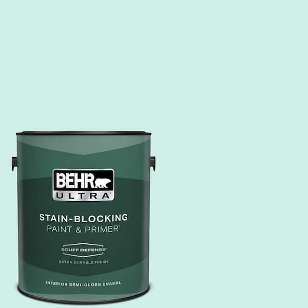 BEHR ULTRA 1 gal. #490A-1 Teal Ice Extra Durable Semi-Gloss Enamel Interior Paint & Primer