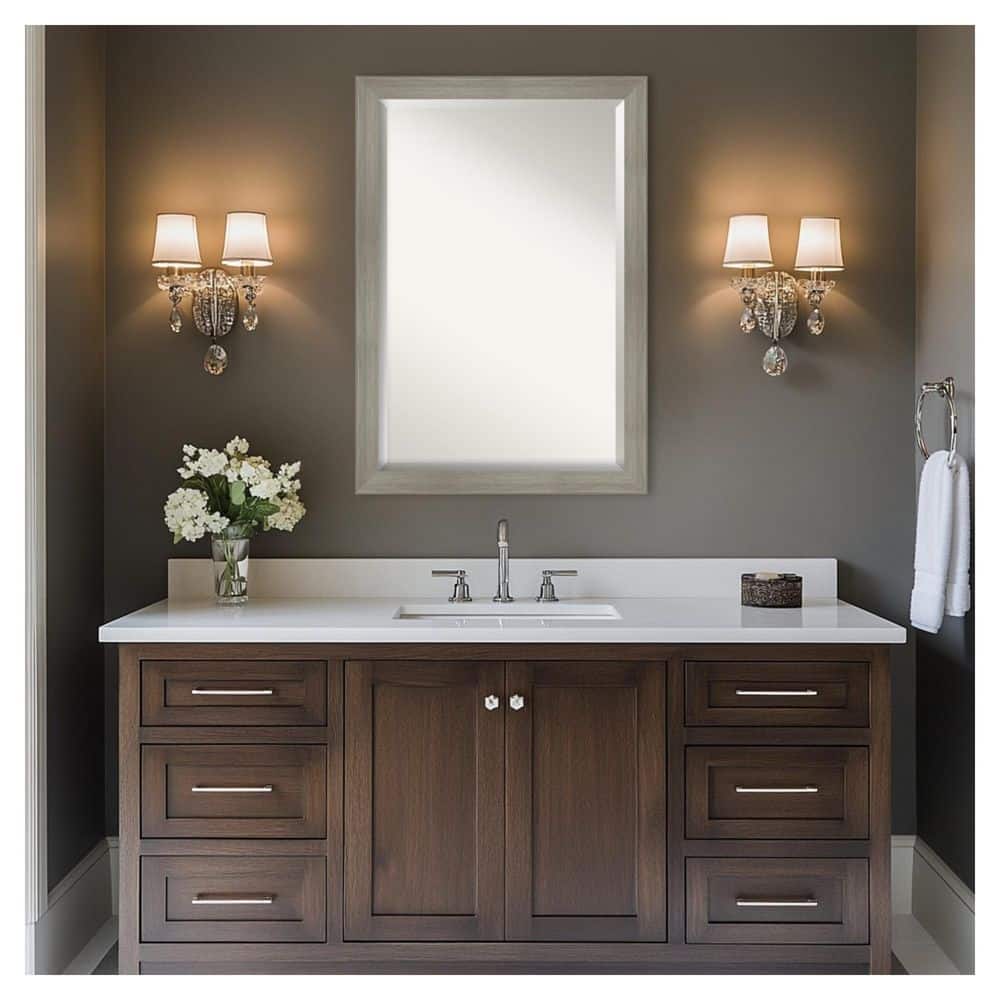 Amanti Art Grand Greywash Narrow 39.75 in. x 27.75 in. Beveled