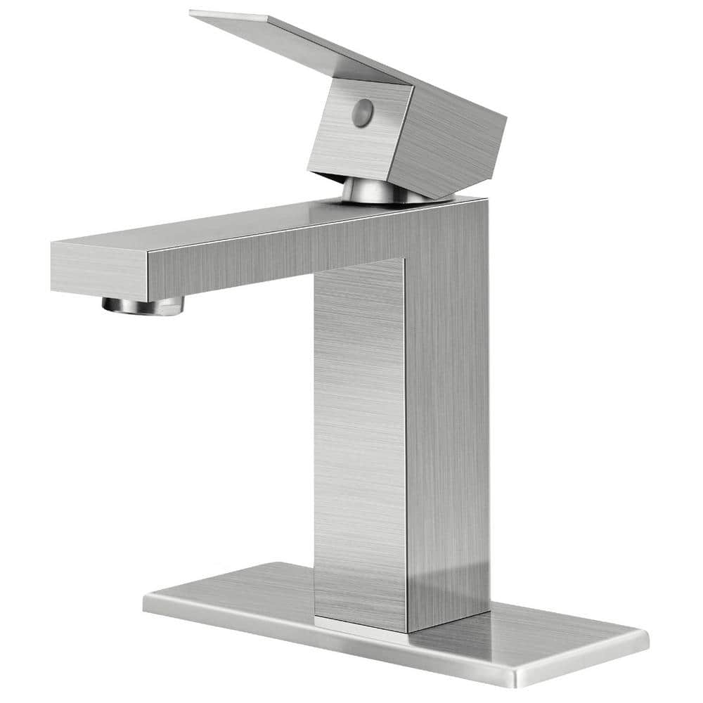 Waterfall Single Hole Single-Handle Low-Arc Bathroom Faucet in Brushed Nick
