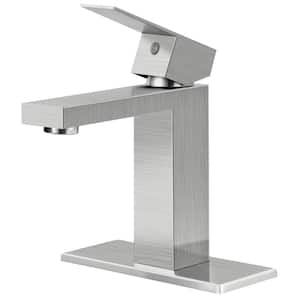 Waterfall Single Hole Single-Handle Low-Arc Bathroom Faucet in Brushed Nickel