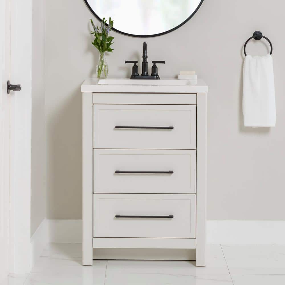 Hailey 25 in. Single Sink Soft Beige Bath Vanity with White Cultured Marble