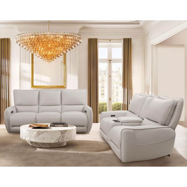Elvera 2-Piece Beige Leather Living Room Set