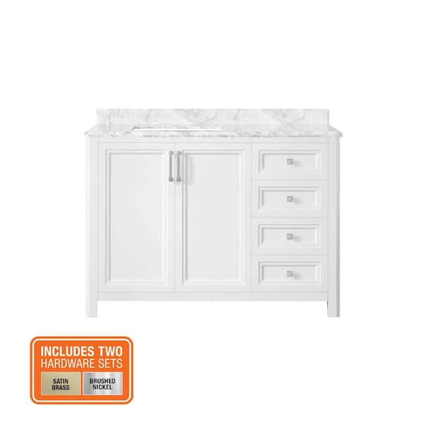 Sandon 48 in. Single Sink White Bath Vanity with Carrara Marble Top (Assembled)