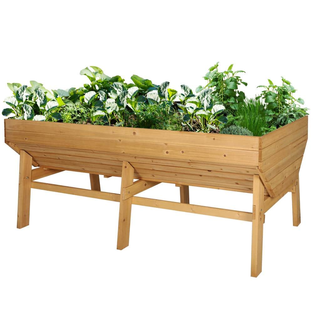 VEIKOUS White Natural Wood Drop-In Rectangular Trough Modern