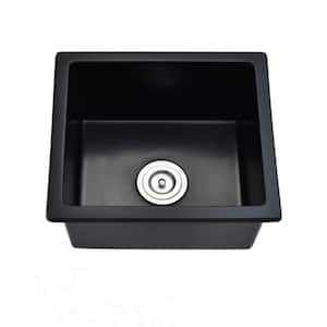 Matte Black Granite Composite 18 in. Undermount Bar Sink with Basket Strainer