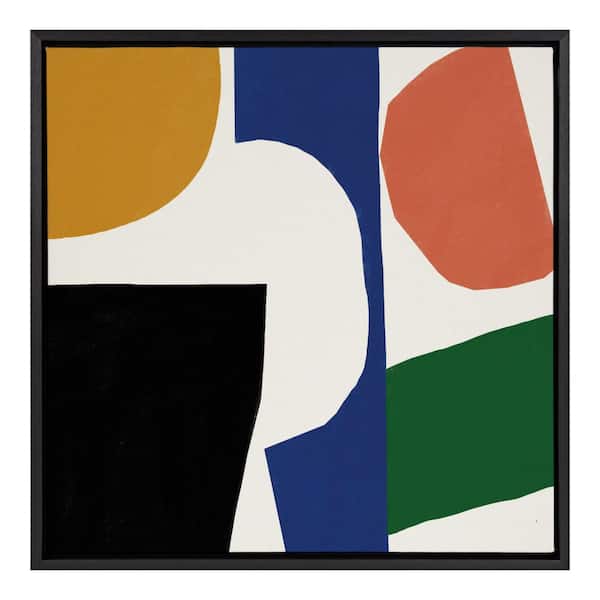 Kate and Laurel Sylvie "Collage Abstract" by Marcello Velho Framed Canvas Wall Art 24 in. x 24 in.