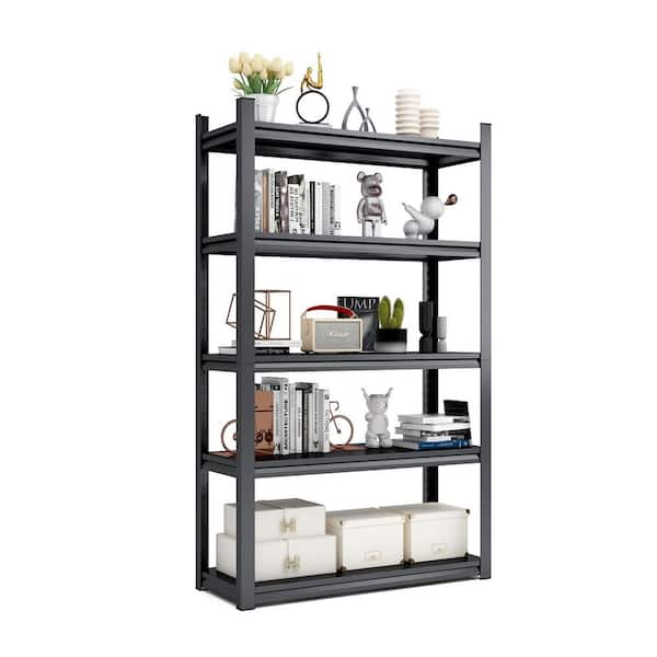 5-Tiers Steel Heavy Duty Adjustable Boltless Design Shelving Unit in Black (35.4 in. W x 72 in. H x 15.7 in. D)