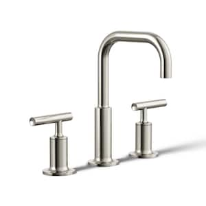 Purist 8 in. Widespread 2-Handle Low-Arc Water-Saving Bathroom Faucet in Vibrant Polished Nickel with Low Spout