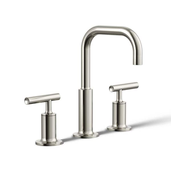 KOHLER Purist 8 in. Widespread 2-Handle Low-Arc Water-Saving Bathroom Faucet in Vibrant Polished Nickel with Low Spout