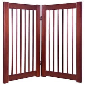 41 in. x 30 in. Wood Gate 2-Panel 360° Configurable Freestanding Folding Wood Pet Dog Safety Fence Gate Extension Kit