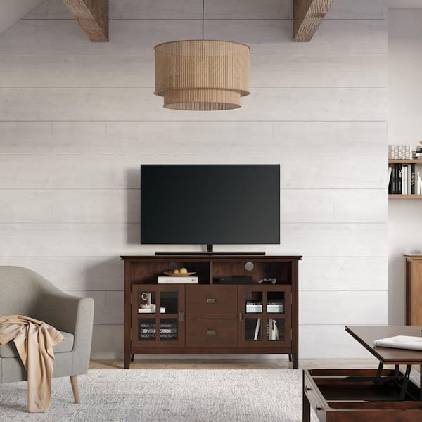 Artisan SOLID WOOD 48 in. Wide Contemporary TV Media Stand in Russet Brown For TVs up to 55 in.
