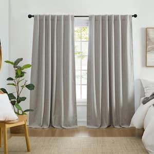 Solace Gray Polyester Solid Texture 52 in. W x 84 in. L Rod Pocket/Back Tab Indoor Max- Blackout Curtain (Single Panel)