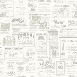 Adamstown Cream Newspaper Cream Wallpaper Sample