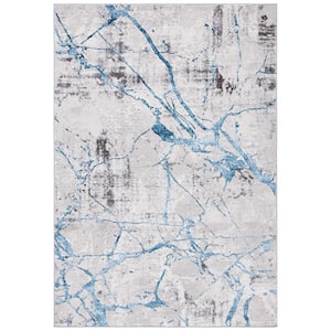 Amelia Gray/Blue 6 ft. x 9 ft. Abstract Distressed Area Rug