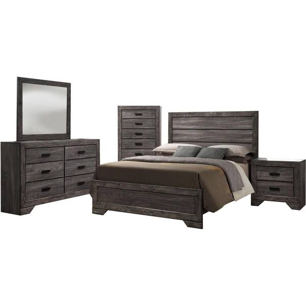 Weathered Gray Bedroom Furniture Set, Grey King Size Bedroom Furniture Set