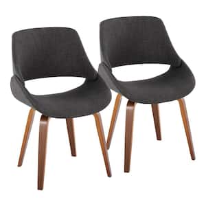 Fabrico Charcoal Fabric and Walnut Wood Side Dining Chair (Set of 2)