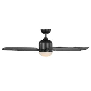 Sarita 54 in. White Changing LED Matte Black Hubspace Smart Ceiling Fan with Remote and DC Motor Included