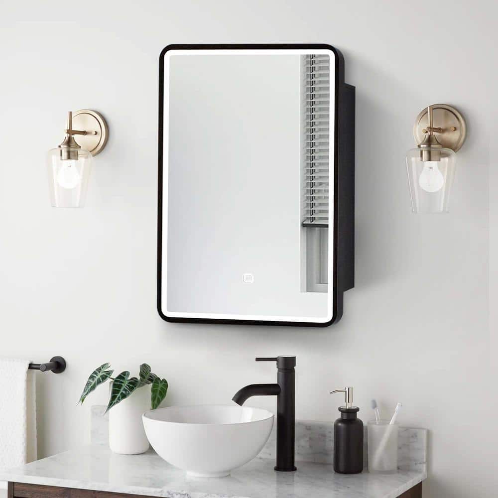 24 in. W x 30 in. H LED Rectangular Aluminum Black framed Wall mount Medici