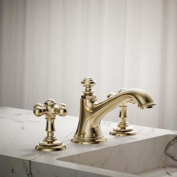 KOHLER Artifacts Cross Bathroom Sink Faucet Handles in Vibrant French Gold