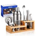  Expert Cocktail Shaker Home Bar Set - 14 Piece Stainless Steel  Bar Tools Kit with Shaking Tins, Flat Bottle Opener, Double Bar Jigger,  Hawthorne Strainer, Shot Glasses, Bar Spoon, and 6