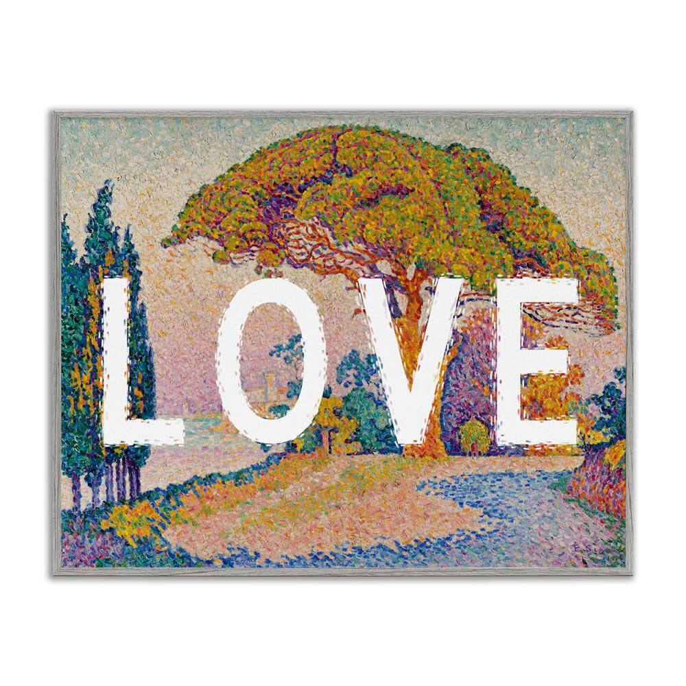 Impressionist Love over Landscape by Daphne Polselli Gray Framed Nature Giclee Art Print 24 in. x 30 in. price history on PriceWatchPro