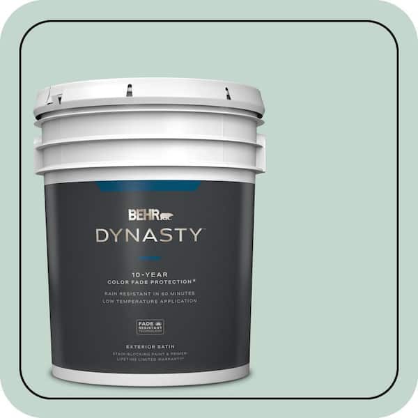 BEHR DYNASTY 5 gal. #470E-3 Aqua Smoke Satin Enamel Exterior Stain-Blocking Paint & Primer