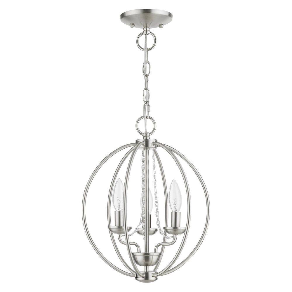 Arabella Brushed Nickel 3-Light Mini Orb Chandelier with Delicate Crystals