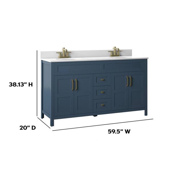 Twin Star Home 59 5 In W X 20 D 38 13 H Double Bathroom Vanity Side