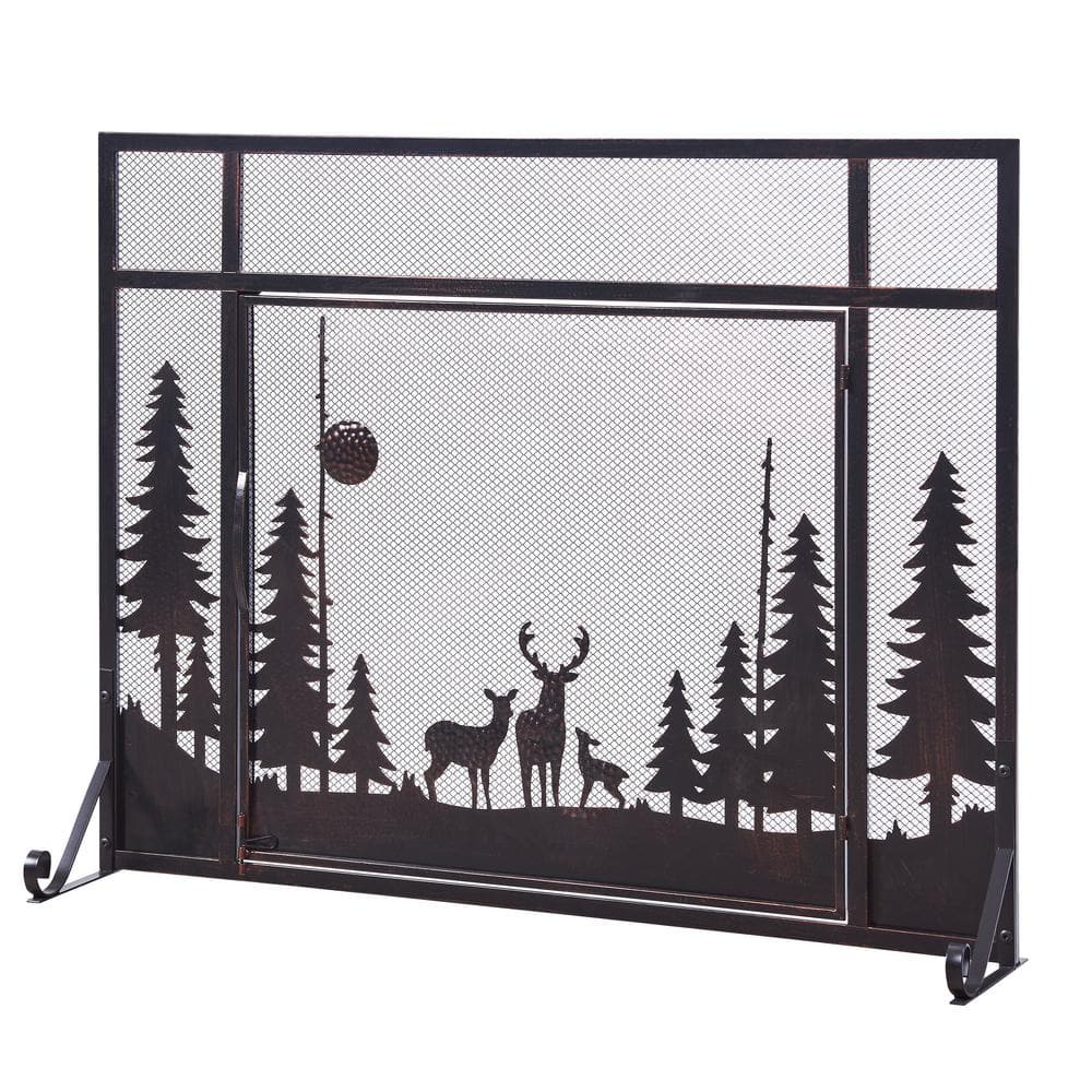 Vanity Art Annecy Black Iron 1-Panel Fireplace Screen with Decorative ...