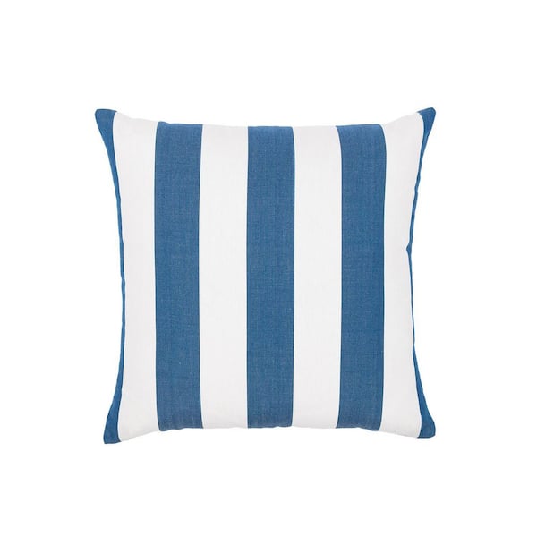 Cabana Stripe Navy/White Set of Two 18 in. Knife Edge Filled Outdoor Throw Pillow