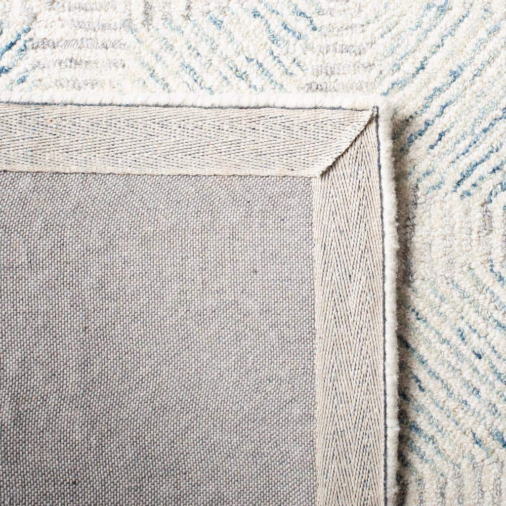 Handmade Light Blue Abstract Wool Area Rug, 9' x 12'