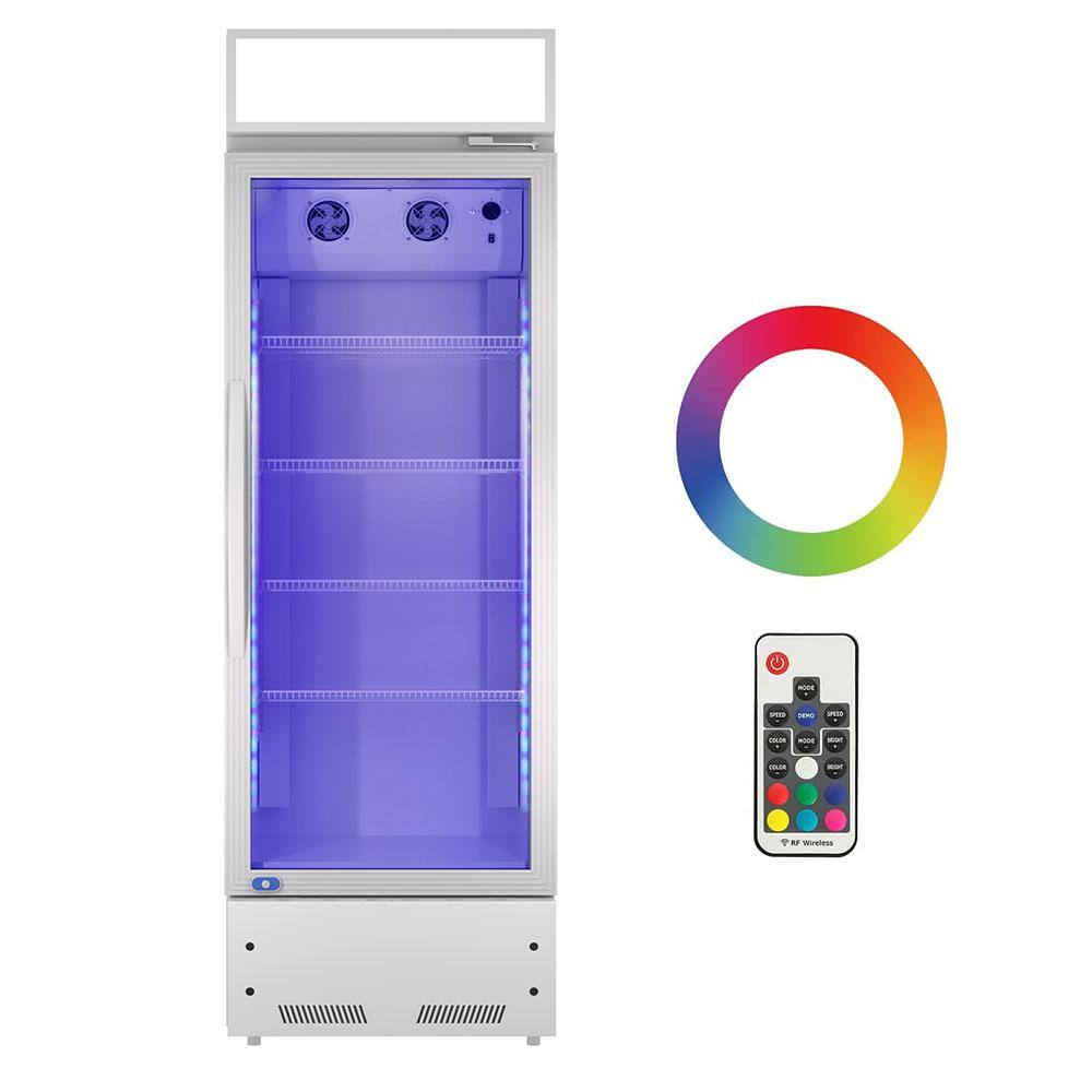 8.0 cu. ft. Commercial Single Glass Door Refrigerator, Merchandiser Cooler with LED Lighting, ETL Approved, Silver