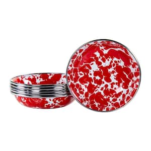 4 oz. Red Swirl Enamelware Round Tasting Bowls (Set of 6)