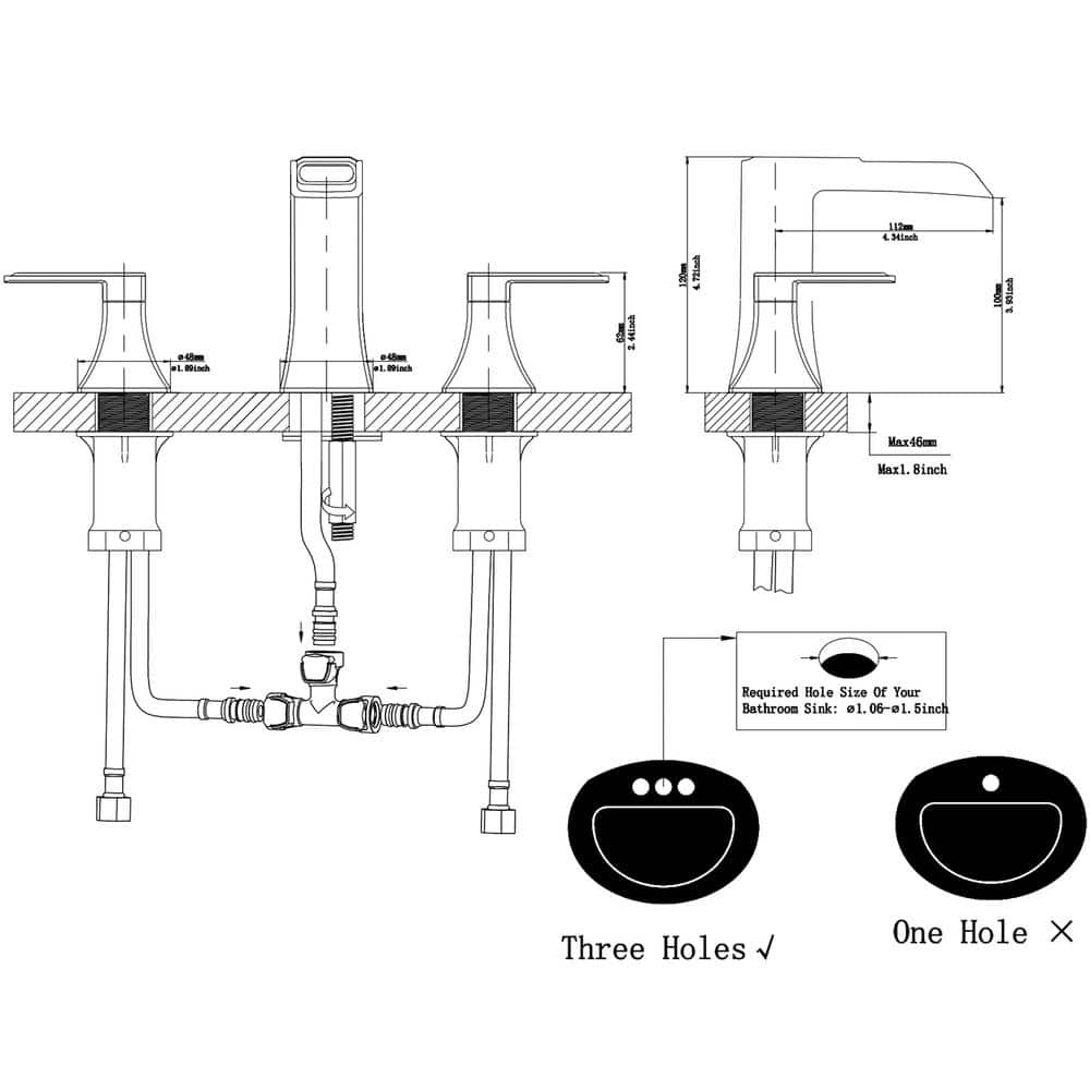 Matte Black 8-Inch Widespread Double Handle Waterfall Faucet