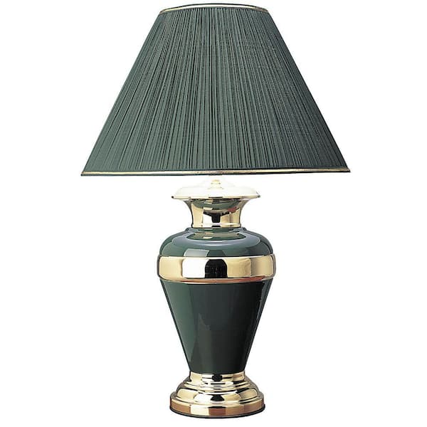 ORE International 32 in. Metal Hunter Green with Gold Lamp