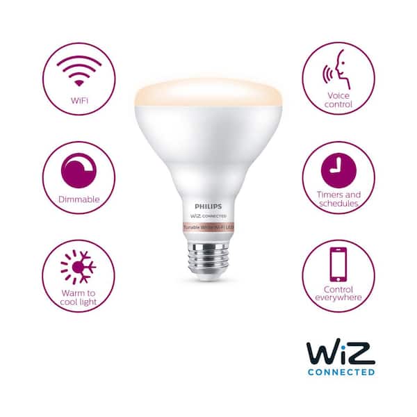 65-Watt Equivalent BR30 LED Smart Wi-Fi Tunable White Light Bulb Powered by WiZ with Bluetooth (1-Pack)
