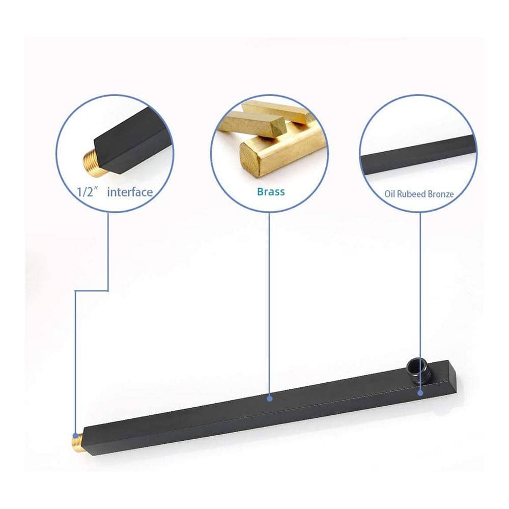 Matte Black 12-Inch Square Rain Shower Faucet Set