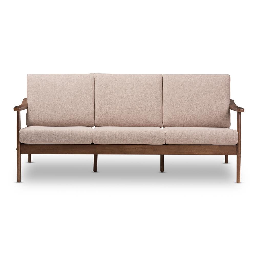 Baxton Studio Venza 72.1 in. Light Brown Polyester 4 Seater