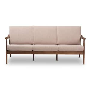 Venza 72.1 in. Light Brown Polyester 4-Seater Bridgewater Sofa with Wood Frame