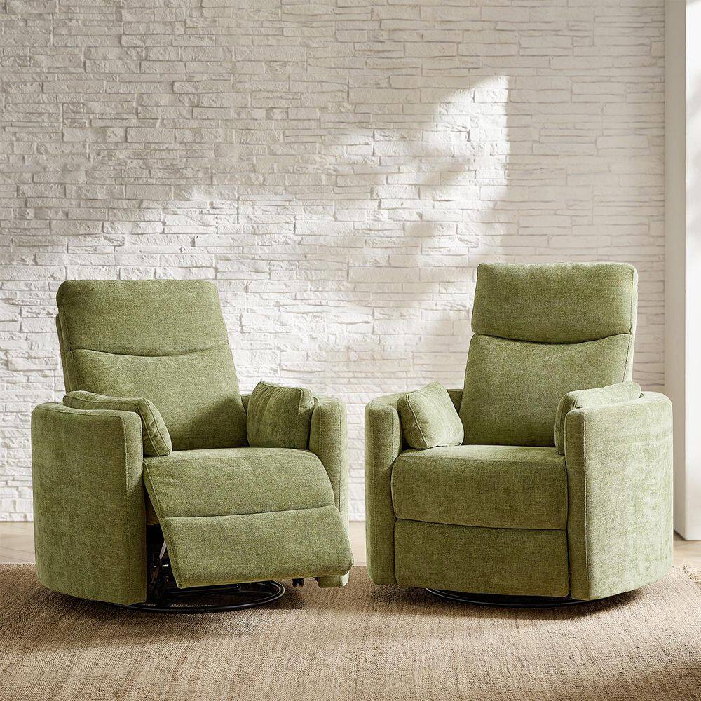 Flora Green Contemporary Swivel Rocker Power Recliner (Set of 2)