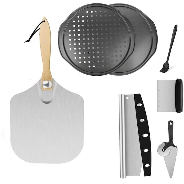 Pizza Peel Set 7 Piece, Aluminum Pizza Paddle, Non-Stick Pizza Pan ...