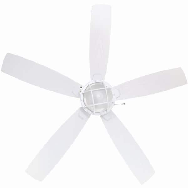 Hampton Bay Seaport 52 in LED Indoor/Outdoor White Ceiling Fan 