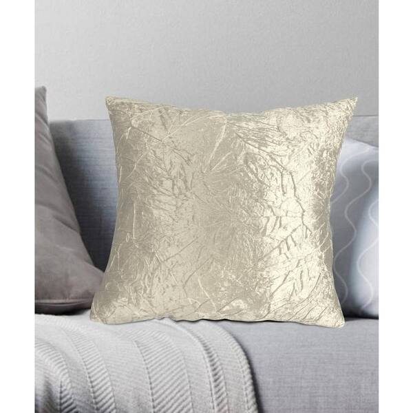 Harper Lane Milan Crushed Velvet Decorative Pillow 18 in. x 18 in. Beige