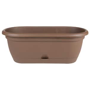 Lucca 19 in. Chocolate Plastic Self-Watering Window Box with Saucer