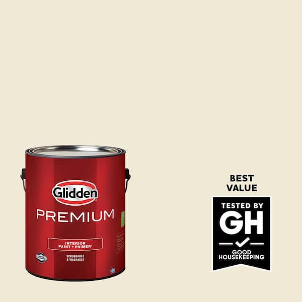 Glidden Premium 1 gal. PPG1105-1 Creamy White Flat Interior Latex Paint